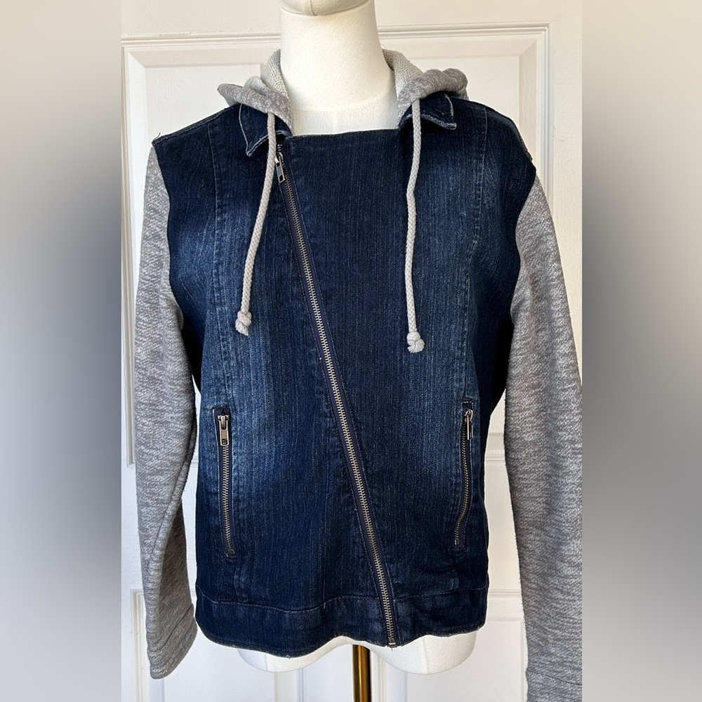 Tinsel Town Denim Hooded Zip Front Jacket Size XL